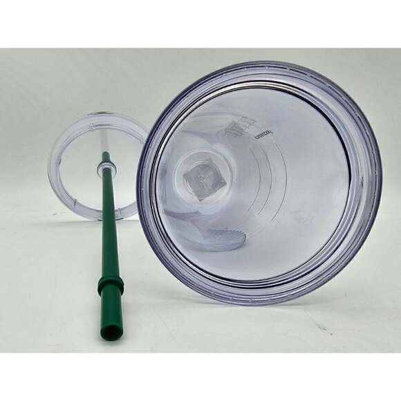 STARBUCKS Venti Tumbler Clear Green Logo Lid 24oz Double Wall Straw Screw on lid - Picture 5 of 6